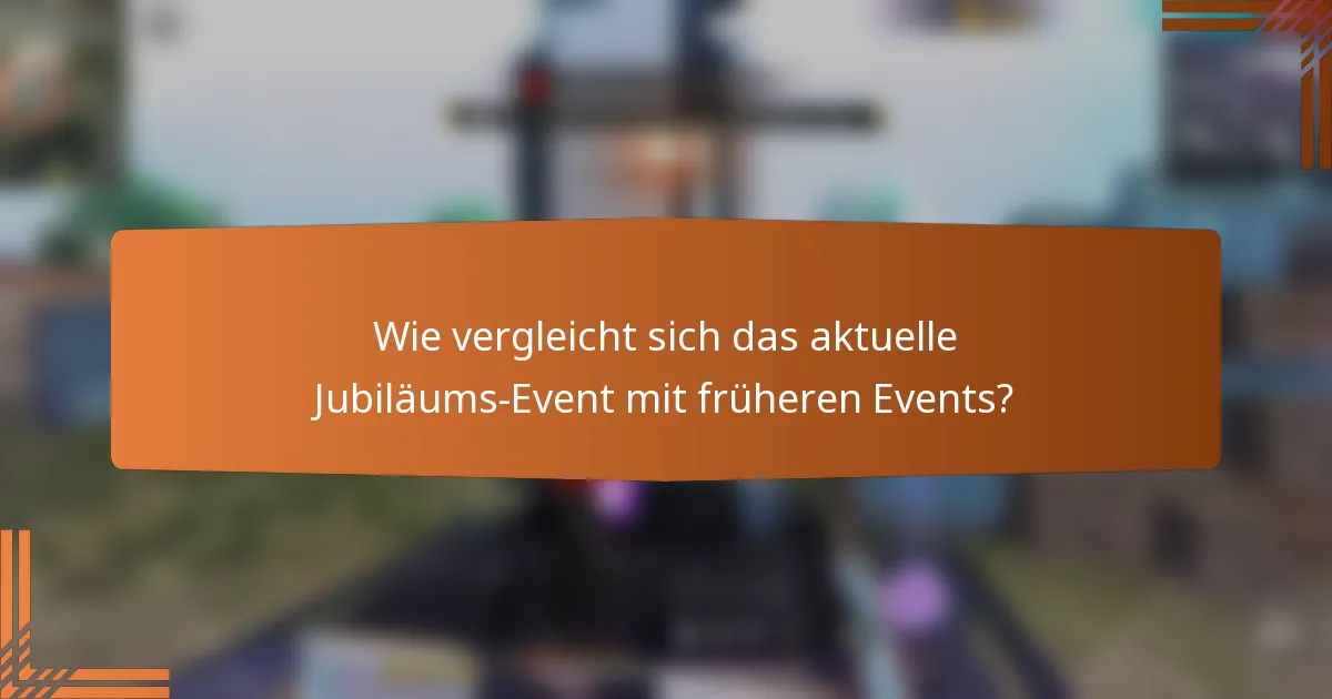 Wie vergleicht sich das aktuelle Jubiläums-Event mit früheren Events?